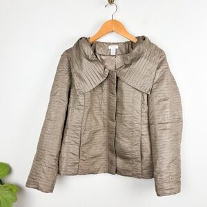 Chico's Tan Textured Lightweight Zip Up Jacket Sz 1 (US M/8)